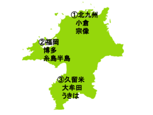 福岡県の地図