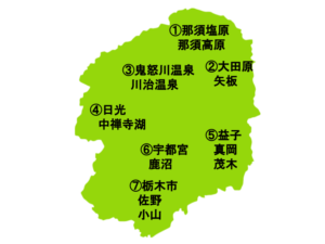 栃木県の地図