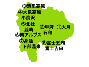 山梨県の地図