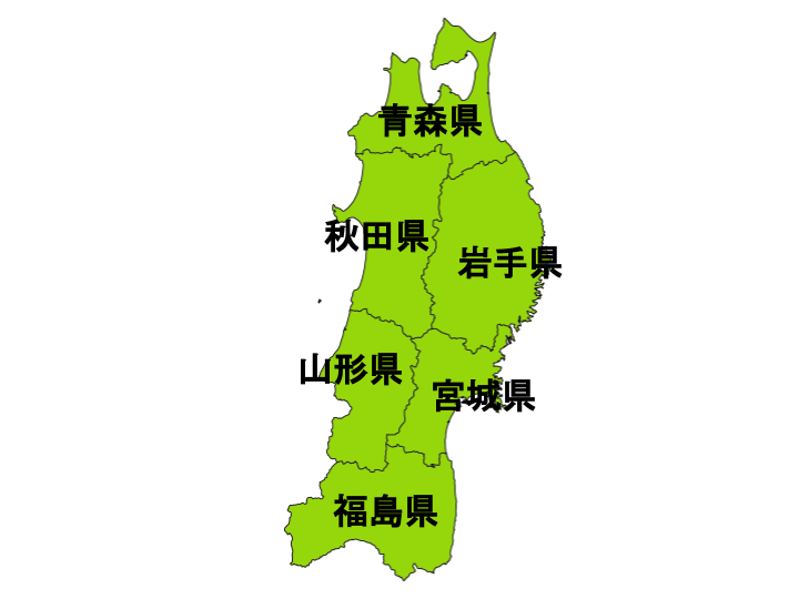 東北地方の地図